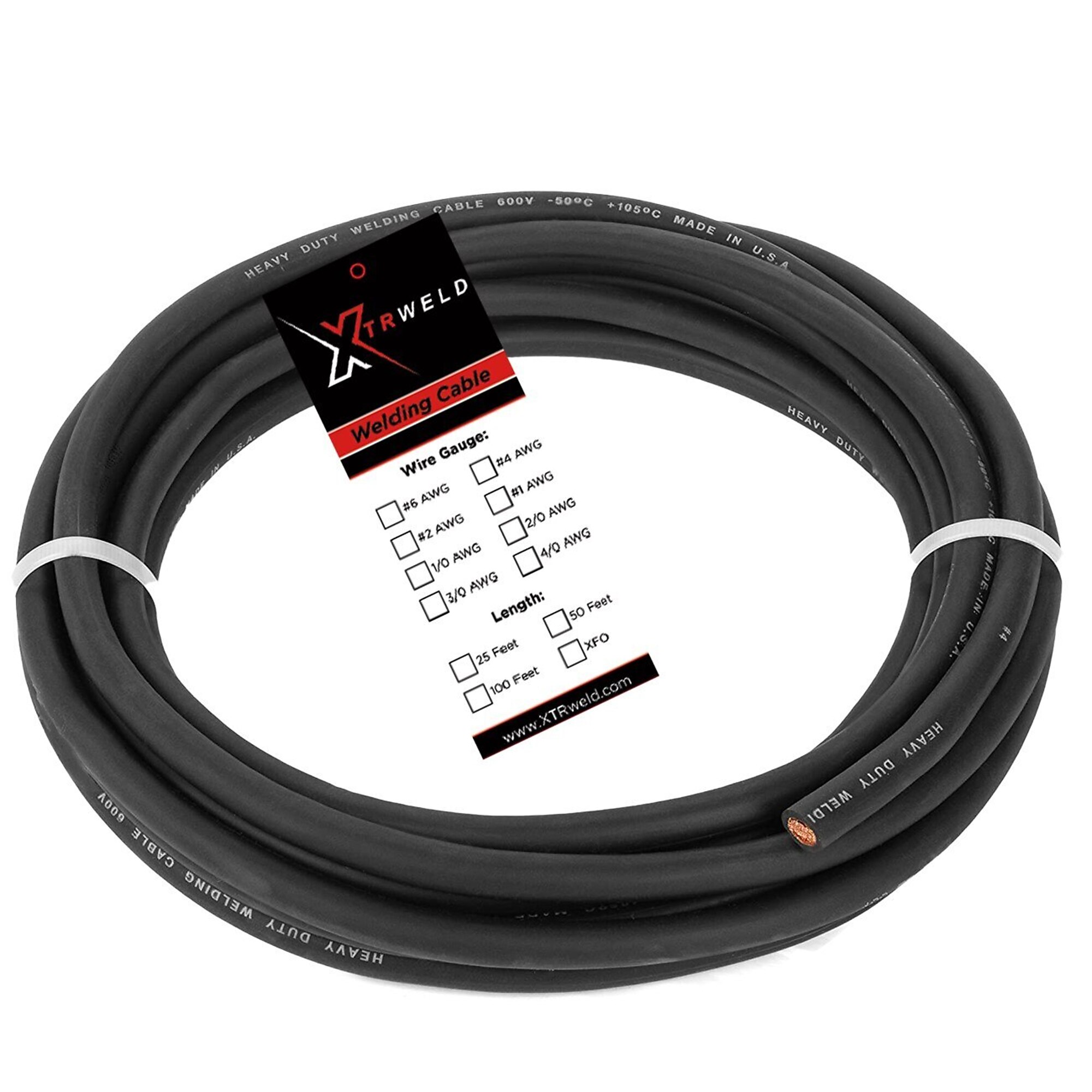 XTRweld Select Welding Cable, 1/0 AWG, 100ft., 350 Amps, Model# XTRWCS10B100CL